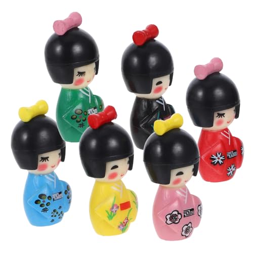 Toyvian 6 Stück Teiliges Japanische Kimono Puppen aus PVC Handbemalt Traditionelle Miniaturfiguren Farbenfrohe Wohnkultur Dekorative Desktop Ornamente Sicher für Geschenkidee von Toyvian