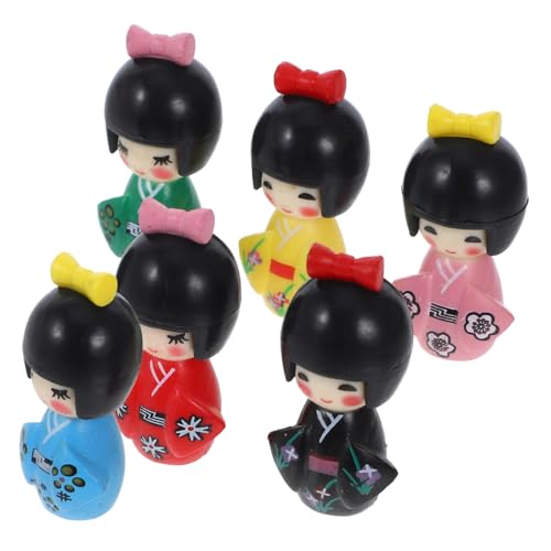 Toyvian 6 Stück Teiliges Japanische Kimono Puppen aus PVC Handbemalte Traditionelle Japanische Spielfiguren Dekorative Sammlerfiguren Kindgerechte Geschenkidee und Wohnaccessoire von Toyvian