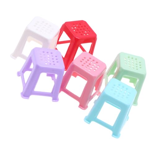 Toyvian 6 Stück Teiliges Miniatur Hocker Puppenhausmöbel Klein Dekorativ für Miniaturhäuser Micro Landschaft Desktop Deko Geeignet von Toyvian