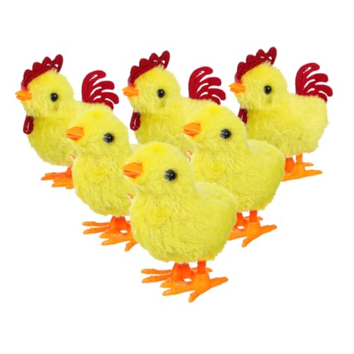 Toyvian 6 Stück Teiliges Plüsch Aufziehküken mit Realistischem Design Lebhafte Farben Hüpfende Bewegung Stressabbauendes Niedliche Farmtiere Ostergeschenk von Toyvian