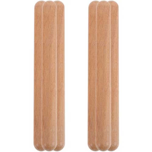 Toyvian 6 Stück Teiliges Rhythmussticks aus Holz Percussion Instrumente für Musikunterricht Pädagogische Schlaghölzer für Gruppenaktivitäten Sichere Lernspielzeuge für Jungen und Mädchen von Toyvian