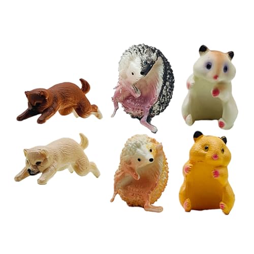 Toyvian 6 Stück Teiliges Tierfigur Tassenrand deko Realistische Igel Hamster PVC Anhänger Sammlerfigur für Teetassen Minimalistisch Niedlich Detailreich von Toyvian