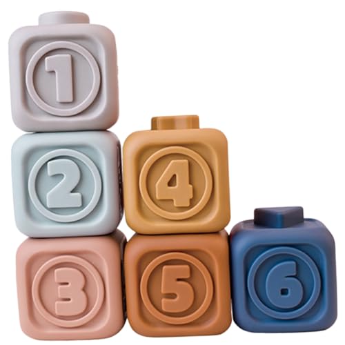 Toyvian 6 Stück Teiliges Weicher Vinyl Bausteine für Junge Mädchen Bunte Langlebige Spielsteine Kreativität Geduld und Logischem Montessori Sensorikspielzeug von Toyvian