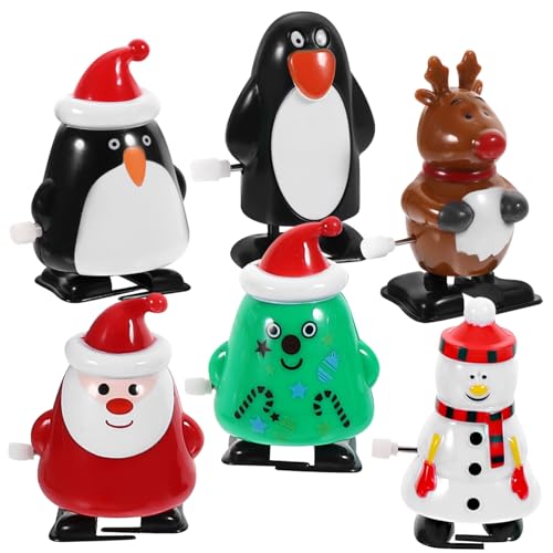 Toyvian 6 Stück Weihnachtliches Aufziehspielzeug Set Teilig Lustige Weihnachtsfiguren Kinderfreundlich für Weihnachtsdekoration und Partyspaß von Toyvian