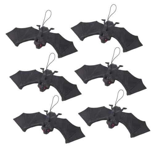 Toyvian 6 Stück künstliche Fledermaus Halloween-Fledermaus-Requisiten Halloween-Fledermaus- Halloween fensterdeko Halloween Scherzartikel Halloween hängende Fledermaus Black von Toyvian