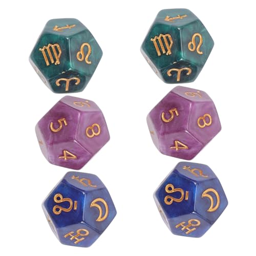 Toyvian 6 Stück polyedrische Konstellationswürfel polyedrische Karten mehrseitige Tarot Weissagungswürfel geometrische Spielwürfel Würfelspiel Tarot- Harz von Toyvian