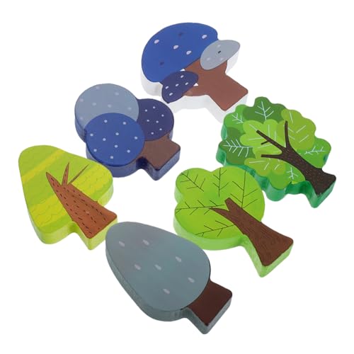 Toyvian 6-Teiliges Set Gleisszenen-Zubehörbaum Bausätze Bemalter Zug dekoratives holzspielzeug für Jungen Holzeisenbahnzubehör Zugzubehör aus Holz hölzern von Toyvian