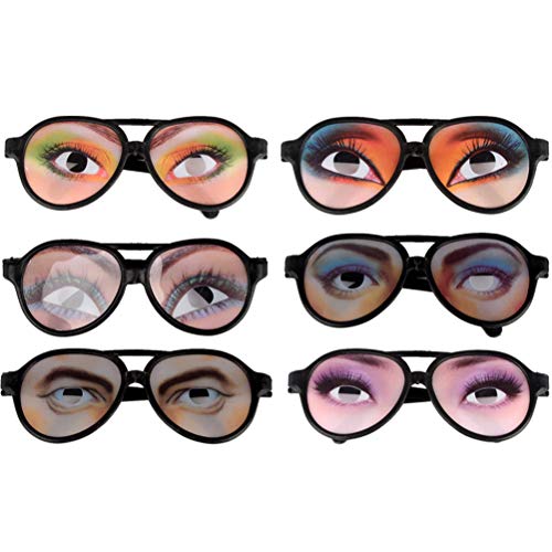 Toyvian Lustige Partybrille mit Augen, zufällige Unfug-Muster, Party-Sonnenbrille für Kinder und Erwachsene, Halloween-Dekorationen und Kostümzubehör, 6 Stück von Toyvian
