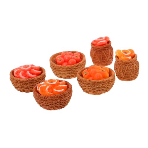 Toyvian 6stücke Teiliges Miniatur-Persimmon-Dekorationen Kreatives Spielzeug Für Puppenhäuser Realistische Getrocknete Früchte Mit Körben Lebensmittel-Requisiten Für von Toyvian