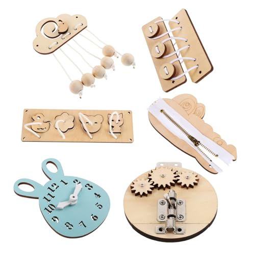 Toyvian Pädagogisches Lernspielzeug Für Kinder 6-teiliges Montessori-beschäftigungsbrett Aus Holz Für Kleinkinder Sensorisches Spielen Spielzeug Zur Entwicklung Der Feinmotorik von Toyvian