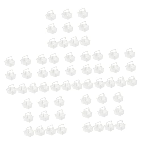 60 STK Puppen-Einkaufskorb kinderkorb Kinder einkaufskorb kindereinkaufskorb Korbspielzeug aus Kunststoff Mini Körbe Lagerung Süßigkeiten-Korb Korb aus Kunststoff Plastik Weiß von Toyvian