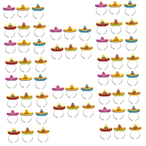 Toyvian 60 Stk Mexikanisches Stirnband Cinco De Mayo Stirnband Taco-hut Cinco De Mayo Gastgeschenke Sombrero-hut Für Erwachsene Mexikanisches Party-stirnband Mit Hut Requisiten Papier von Toyvian