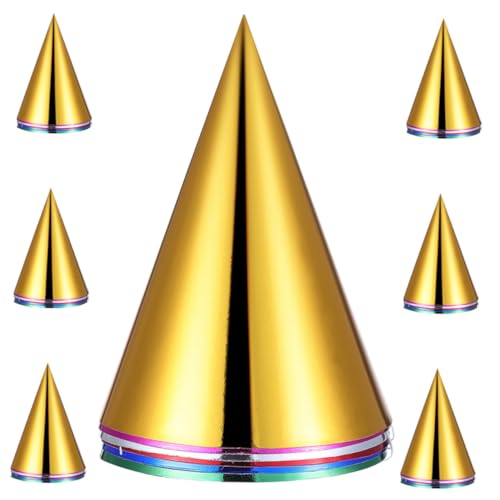 Toyvian 60 Stück Teiliges Geburtstagshüte Metallic Partyhüte Papier Kegelhut zum Selber Basteln Bunte Metallisch Glänzende Geburtstagsfeier Kopfbedeckung für Partyzubehör von Toyvian