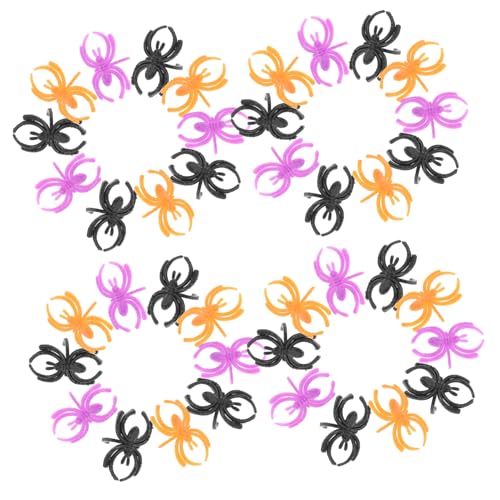 Toyvian 60 Stück Teiliges Halloween DIY Bastelset mit Bunten Plastikspinnenringen Schwarz Orange und Kreative Bastelringe als Gruselige Halloween Deko und für Familienaktivitäten von Toyvian