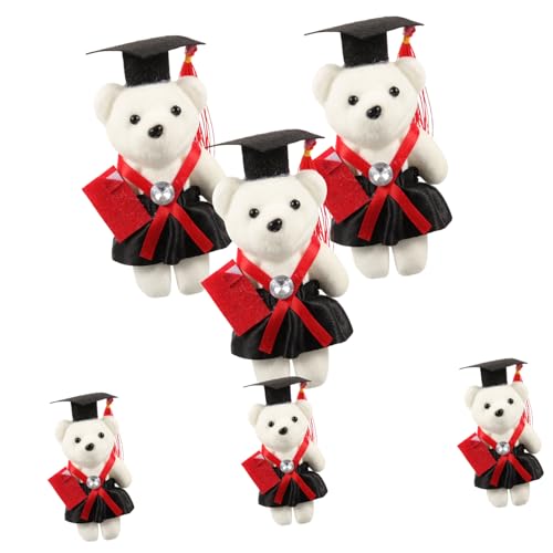 Toyvian Abschlussbär 6 Stück Schwarz-rot Abschlussbär Kuscheltiere College-abschluss-blumenstrauß Dekoration Für Feiern von Toyvian