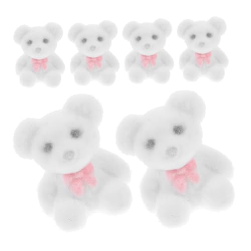 Toyvian 6St Mini-Bärpuppe Mini-Puppenhausmöbel Haarschmuck Kamm Hochzeit Haarschmuck Grube Tiere Party Hochzeit Dekoration Mini-Flockbären Minibären für die Babyparty PVC Weiß von Toyvian