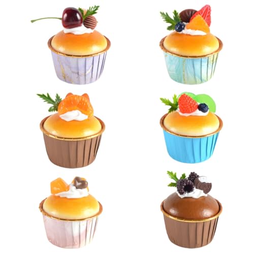 Toyvian 6Stücke Realistische Gefälschte Cupcake Modelle Lebensechte Kuchen Dekorationen für Zuhause Hochzeiten Partys und Fotografie Requisiten für Dekorationszwecke von Toyvian