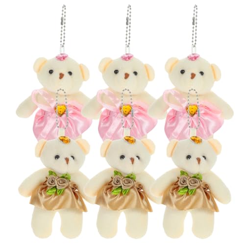 Toyvian 6st Hochzeitsbär Stange Kleine Bärenpuppe Zubehör Netz Stecker Tasche Mit Blumenstrauß Bausatz Förmchen Qualle Mini Heißluftfritteuse Gekritzel Tragen Kommerziell Brot Pp Baumwolle von Toyvian