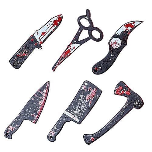 Toyvian 6st Miniaturschneider Glühstäbe Pfote Außen Patrouillieren Gefälscht Netz Möblierung Gruselig Lustig Aufkleber Halloween-szenen-Layout- Stütze Maske Blutig Ding Figuren Harz von Toyvian