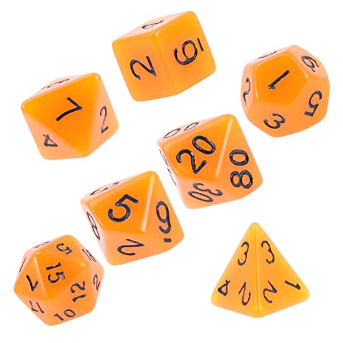 Toyvian 7 STK Leuchtende Würfel Partywürfel Partywürfel Aus Kunststoff Würfel Mit Mehreren Seiten Spielwürfel Aus Kunststoff Gaming-würfel-Requisiten Plastik Orange von Toyvian