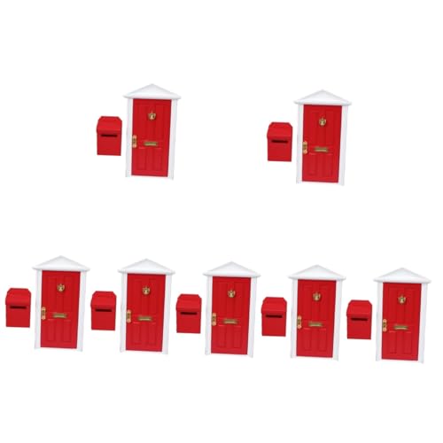 Toyvian 7 Sätze Mini Möbel Türen Rollenspielzubehör DIY-Ornamente Mini- -Dekor DIY-Basteldekor Modelle Mini-Hausbedarf Miniaturmöbel Puppenhaus Möbeltür Mikroszene hölzern rot von Toyvian