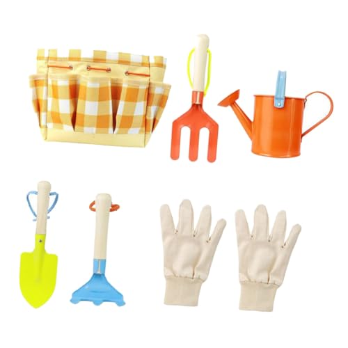 Toyvian 7 Stück 1 Satz Pflanzen Rechen Schaufel Werkzeuge Kinderwerkzeuge Werkzeugkasten Gartenbedarf Gartengeräte Gartenspielzeug Kit von Toyvian