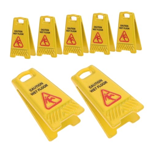 Toyvian 7stücke Miniatur-Warnschild Nasser Boden Für Puppenhaus Realistische Sicherheitshinweise Mini-gartendekoration Spielzeug-Schild Für Feengärten Langlebige Materialien von Toyvian
