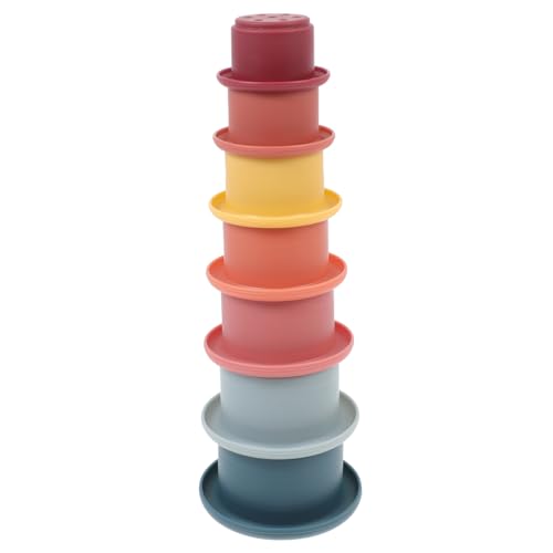 Toyvian 7 Stück Teiliges Stapelbares Silikon Spielzeugset für Junge Mädchen Farbenfrohe Lernbecher Sicher Frei Fördert Hand Auge Koordination und Soziales Ab Monaten von Toyvian