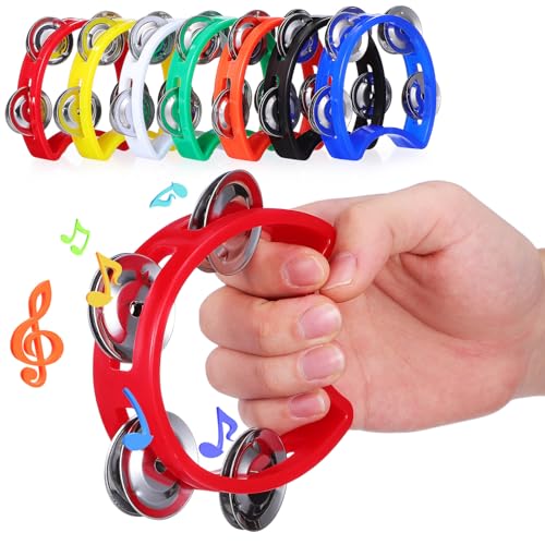 Toyvian 7-Teiliges Kunststoff-Halbmond-Tamburin Handgehaltenes Tamburin Musikhand-Percussion Groß Mit Zweireihigen Mentalen Jingles-Glocken Musikinstrument Für Kinder Kleinkinder Zuhause von Toyvian