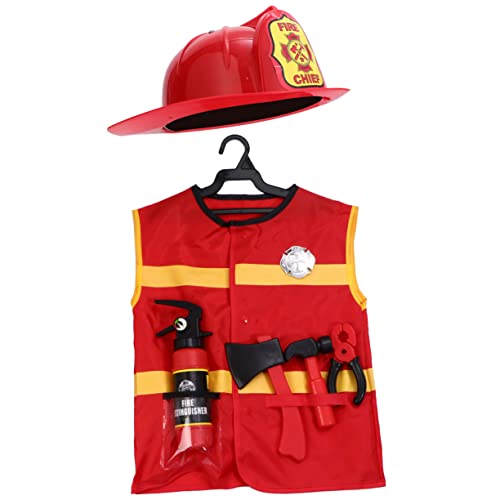 Toyvian 1 Set Jungen Und Mädchen Feuer Kostüm Requisiten Feuerwehrmann Anzug Für Halloween Party Rolle Spielen von Toyvian