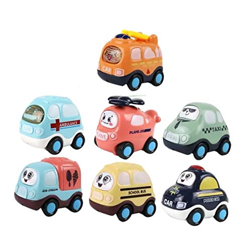 Toyvian 7st Autos Auto-reibungsmodelle Reibungsfahrzeuge Reibungsgetriebenes Fahrzeug Fahrzeugspielzeug Zurückziehen Spielzeugautos Mit Reibungsantrieb Lernspielzeug Plastik von Toyvian