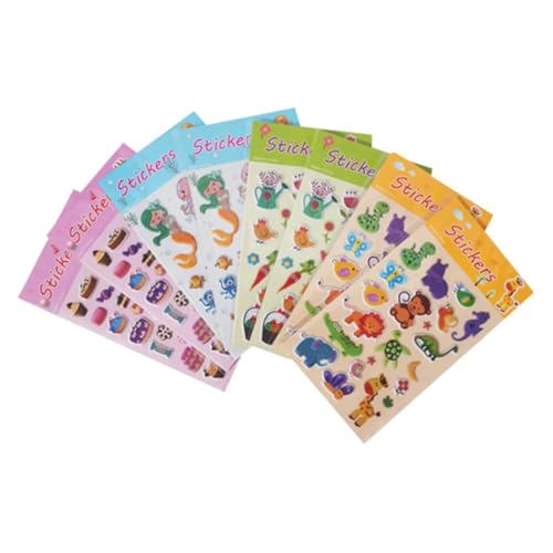 Toyvian 8 Blatt Cartoon-3D-Aufkleber abnehm Aufkleber kinderaufkleber Gesichtsaufkleber Funny Sticker Kinderzimmer Dekoration Sticker Aufkleber 3D-Aufkleber für von Toyvian