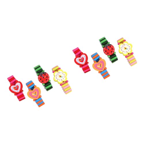 Toyvian 8 STK Kleinkind Armband Cartoon Armbanduhr Spielzeug Party-handuhr Für Kinder Uhrspielzeug Aus Holzarmband Mädchen Holzhanduhr Spielzeug Junge Spielzeug Uhr Aus Bambus Puzzle von Toyvian
