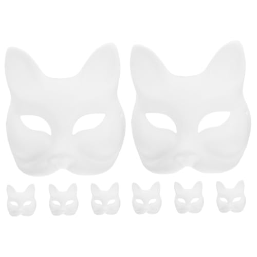 Toyvian 8 Stk handbemalte Maske halloween maske halloween-maske schmücken Papiermasken selber machen Cosplay-DIY-Masken Handbuch Zellstoff Katze Fuchs bilden Männer und Frauen Requisiten von Toyvian