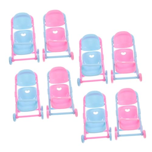 Toyvian 8 Stück Kinderspielhaus Simulation eines Kinderwagens Spielzeugpuppenwagen Babypuppen-Kinderwagen vorgetäuschte Spielsachen Spielzeugzubehör Plastik von Toyvian