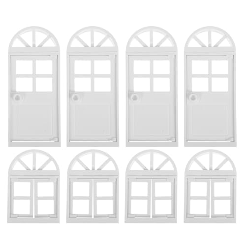 Toyvian 8 Stück Miniatur-Türmöbel-Fensterrahmen, Modell, Puppenhaus-Dekoration, Feenfenster, DIY, Mini-Haus-Ornamente, Puppenhaus-Zubehör, Weiß von Toyvian