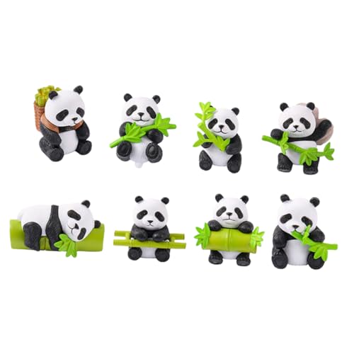Toyvian 8 Stück Panda-Figur Figuren Kuscheltier Panda-verzierung Garten-Panda-Statue Panda-kuchendekorationen Entzückende Panda-Statue Panda-Modell Cartoon-Panda-skulptur Harz von Toyvian