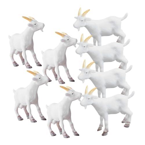 Toyvian 8 Stück Simuliertes Widdermodell Kleines Tierdekor Tierziegenmodell Schaf Tiere Bauernhoftierfigur Miniatur-Bauernhof-Modell Mini-ziegenfiguren Kleines Ziegenmodell Lamm Weiß PVC von Toyvian