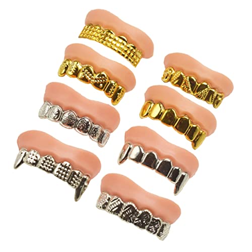 Toyvian 8 Stück Teiliges Halloween Deko Falsche Zähne aus PVC Metallbeschichtet Lustige Zombie Vampirgebiss Party Requisit für Erwachsene von Toyvian