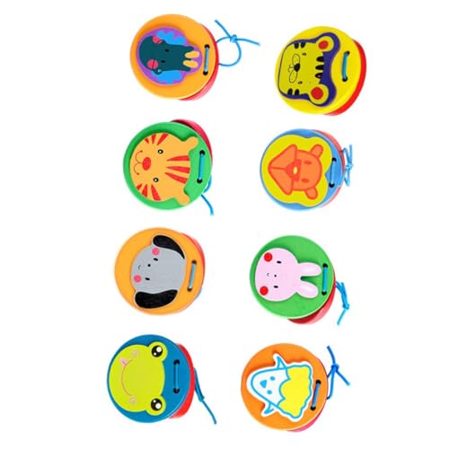 Toyvian 8 Stück Teiliges Holz Kastagnetten Bunte Cartoon Tiere Hand Percussion Musikinstrumente für Kleinkinder zur Frühkindlichen Musikalischen und Spielerischen Entwicklung von Toyvian