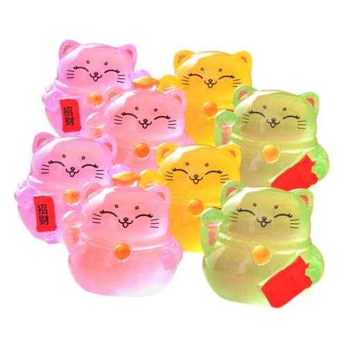 Toyvian 8 Stück Teiliges Miniatur Glückskatze aus Resin Leuchtende Gartenfigur Niedliche Maneki Neko Deko für Außenbereich Verarbeitet für Micro Landschaft und Gartendekoration von Toyvian