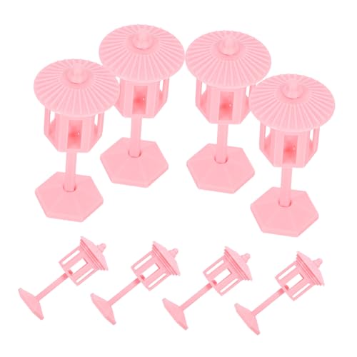 Toyvian 8stücke Vintage-Stil Tischlampe Für Puppenhaus Rosa Miniaturbeleuchtung Aus Puppenhausmöbel-Modell Spielzeuglampe Für Mädchen Dekor Für Kleines Haus Schlafzimmer von Toyvian