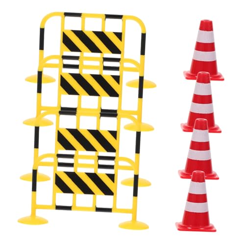 Toyvian 8 Stück Teiliges Verkehrsabsperrungs aus Robustem Miniatur Leitkegel und Baustellenbarrieren Leuchtend Gelb und Rot Leicht und Tragbar Pädagogisches Verkehrserkennungs von Toyvian