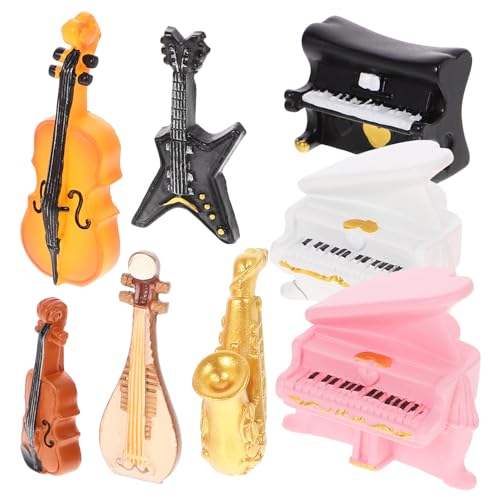 Toyvian 8-Teiliges Puppenhaus-Miniatur-Musikinstrument-Set Im Maßstab 1:12 Mini-Puppenhaus-Musikinstrument-Modell Violine Klavier Trompete Saxophon E-Gitarre Dekor von Toyvian