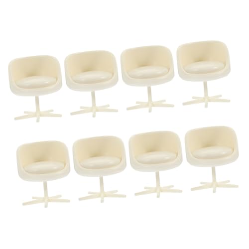 Toyvian 8St Modell eines Möbeldrehstuhls Lernstuhl Puppenhaus Hausschaumbälle Ball Scheunentor Bürostuhl Modell Büro Einrichtung Puppenhaus-Außenzubehör Miniaturpuppenhausmöbel Abs Beige von Toyvian