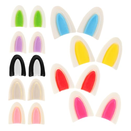 Toyvian 9 Paare Puppenohrzubehör Hasenohren zum Basteln Plüsch Hasenohren kreative Handyhüllen-Anhänger Squeeze sensorisches Schmuckanhänger Hasenohr Osterkörbchenfüller Harz von Toyvian