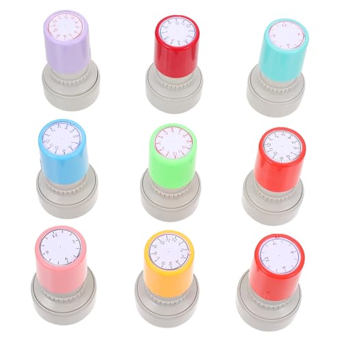 Toyvian 9 Stück Uhrenstempel Digitaluhr Aufkleber Stempeln Datum Flip-Uhr Lernuhr Stempel Stempel Uhr Stempelset Lernuhr Zeitlernstempel Zeit Lernen Siegel Abs von Toyvian
