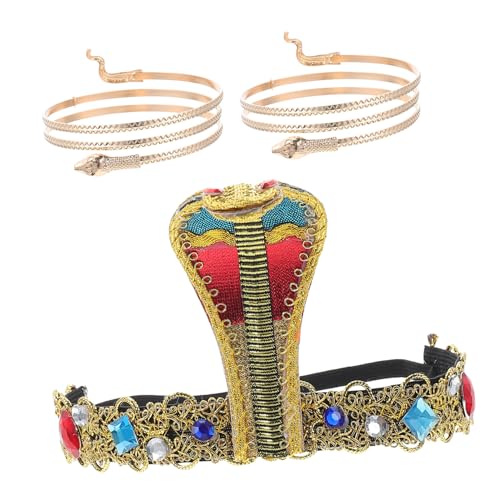 Toyvian Ägyptisches Kostüm Zubehör Schlangen design Stirnband und Armreif Cleopatra Schlangen Kopfschmuck Halloween Cosplay Accessoire für Damen und Mädchen von Toyvian