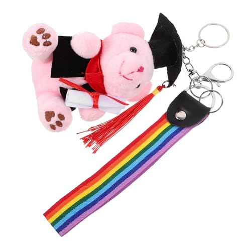 Toyvian Abschlussbär-plüschtier Ausgestopfter Bär Als Schlüsselanhänger Schlüsseldekoration Abschluss Bär Schlüsselanhänger Abschluss-plüsch-bären-schlüsselanhänger Rosa Zinklegierung von Toyvian