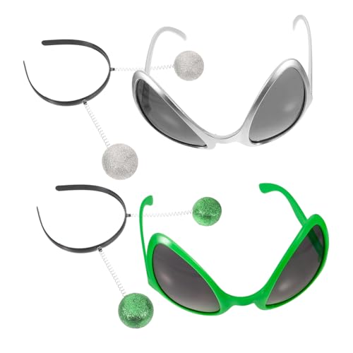 Toyvian Außerirdische Sonnenbrillen und Stirnband Lustige Kostüm Accessoires für Halloween und Karneval Silber Grünes Headband mit Design Sichere Materialien für Partyfotos Toyvian Außerirdische Sonnenbrillen und Stirnband Lustige Kostüm Accessoires für Halloween und Karneval Silber Grünes Headband mit Design Sichere Materialien für Partyfotos von Toyvian